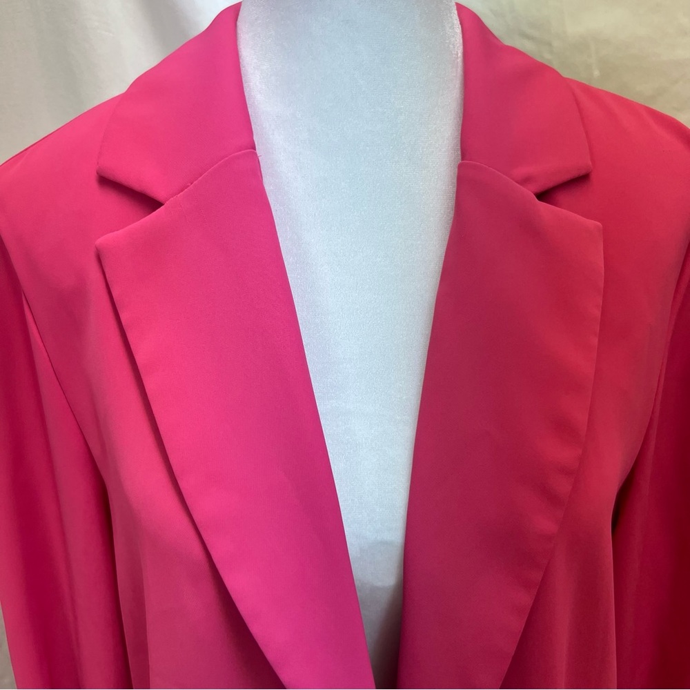 Joseph Ribkoff hot pink, lightweight, extra long blazer. - Picture 4 of 11